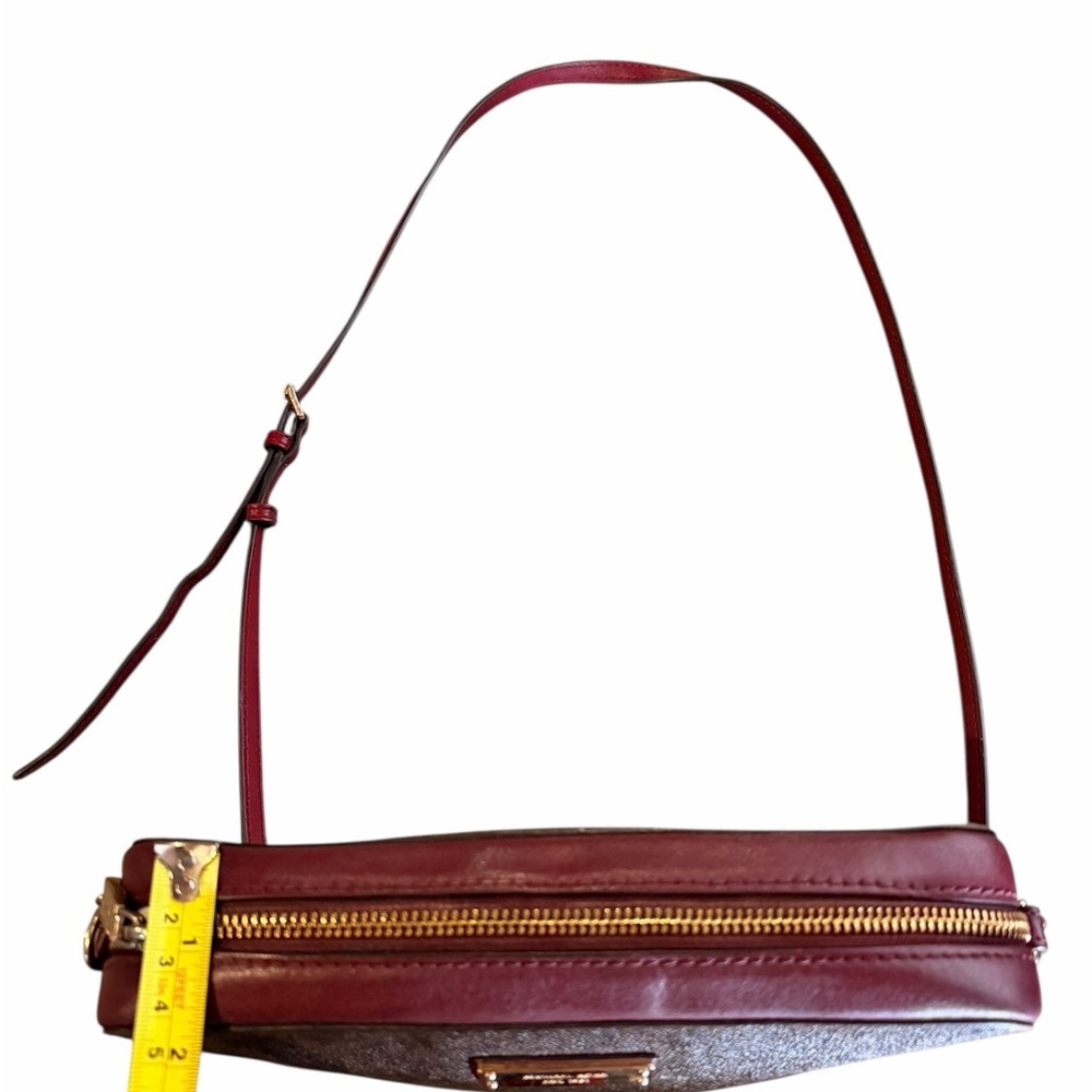 Michael Kors Red/Burgundy & Brown Monogram Crossbody Bag - Picture 8 of 11